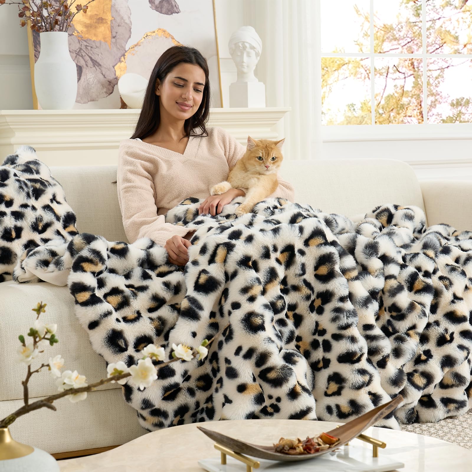 Cozy Bliss leopard pattern throw pattern adds chic warmth to bedrooms and living spaces.