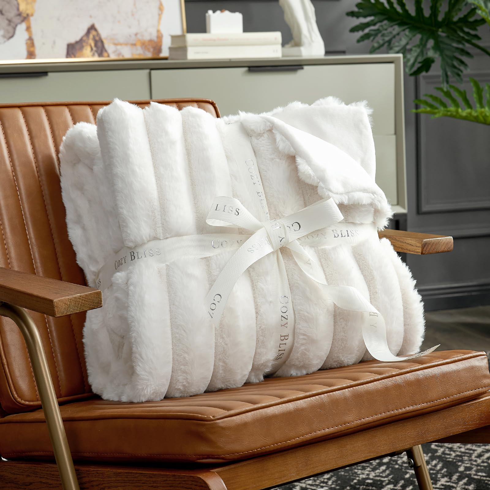 Cozy Bliss lightweight throw ready for travel and couch warmth.