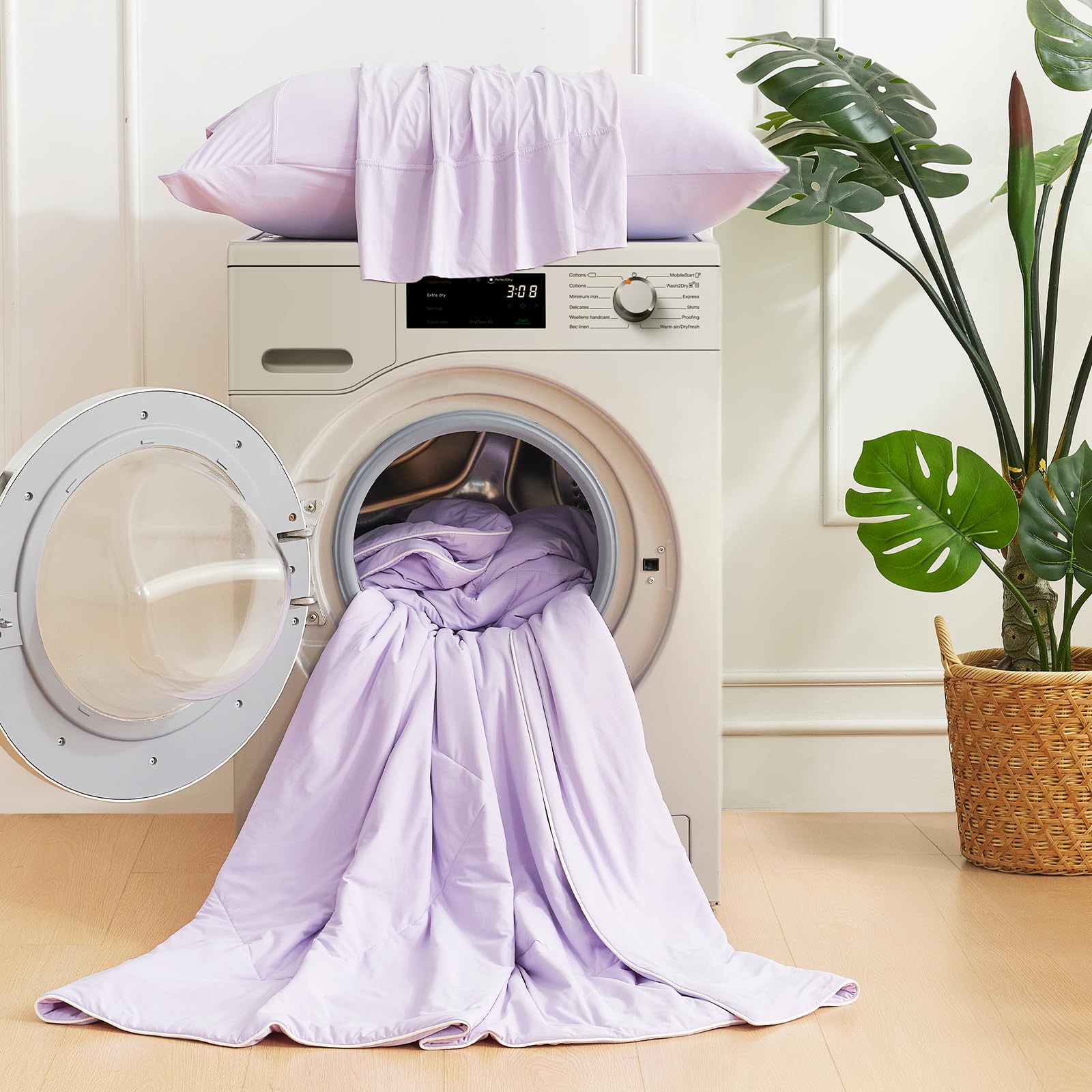 Cozy Bliss machine-washable comforter demonstrates easy care