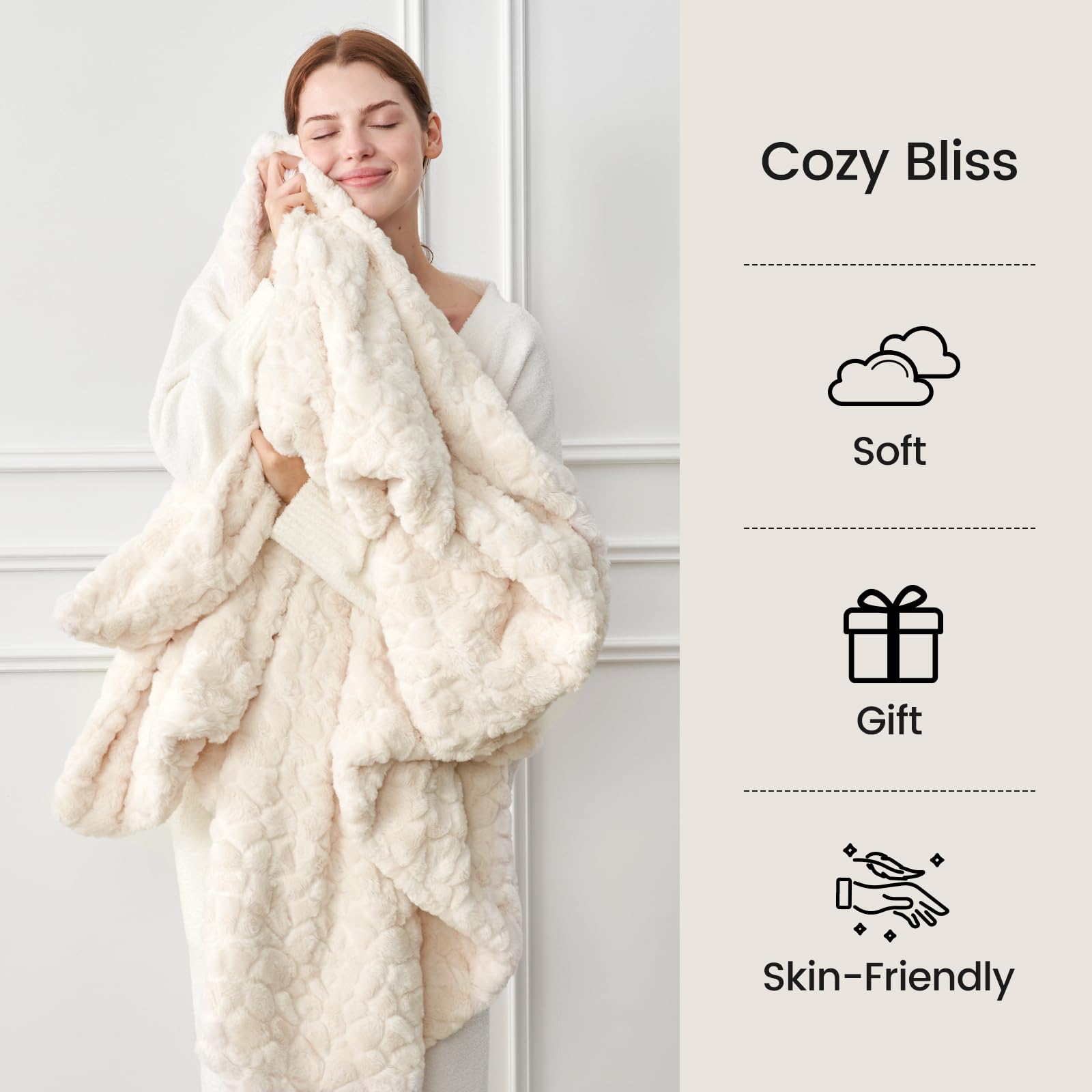 Cozy Bliss machine-washable throw, easy cold-cycle care