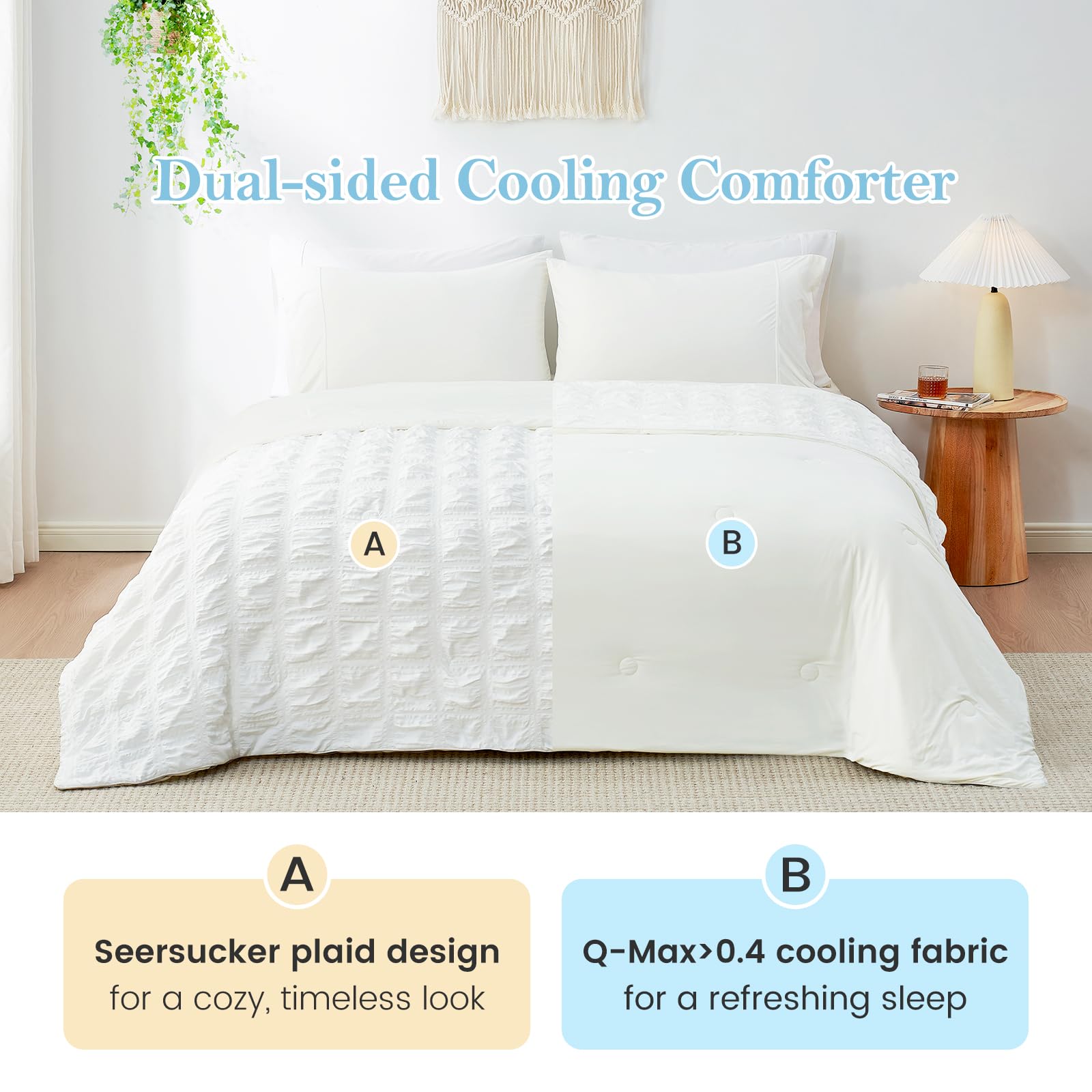 Cozy Bliss Q-Max 0.45 cooling performance label on blanket.