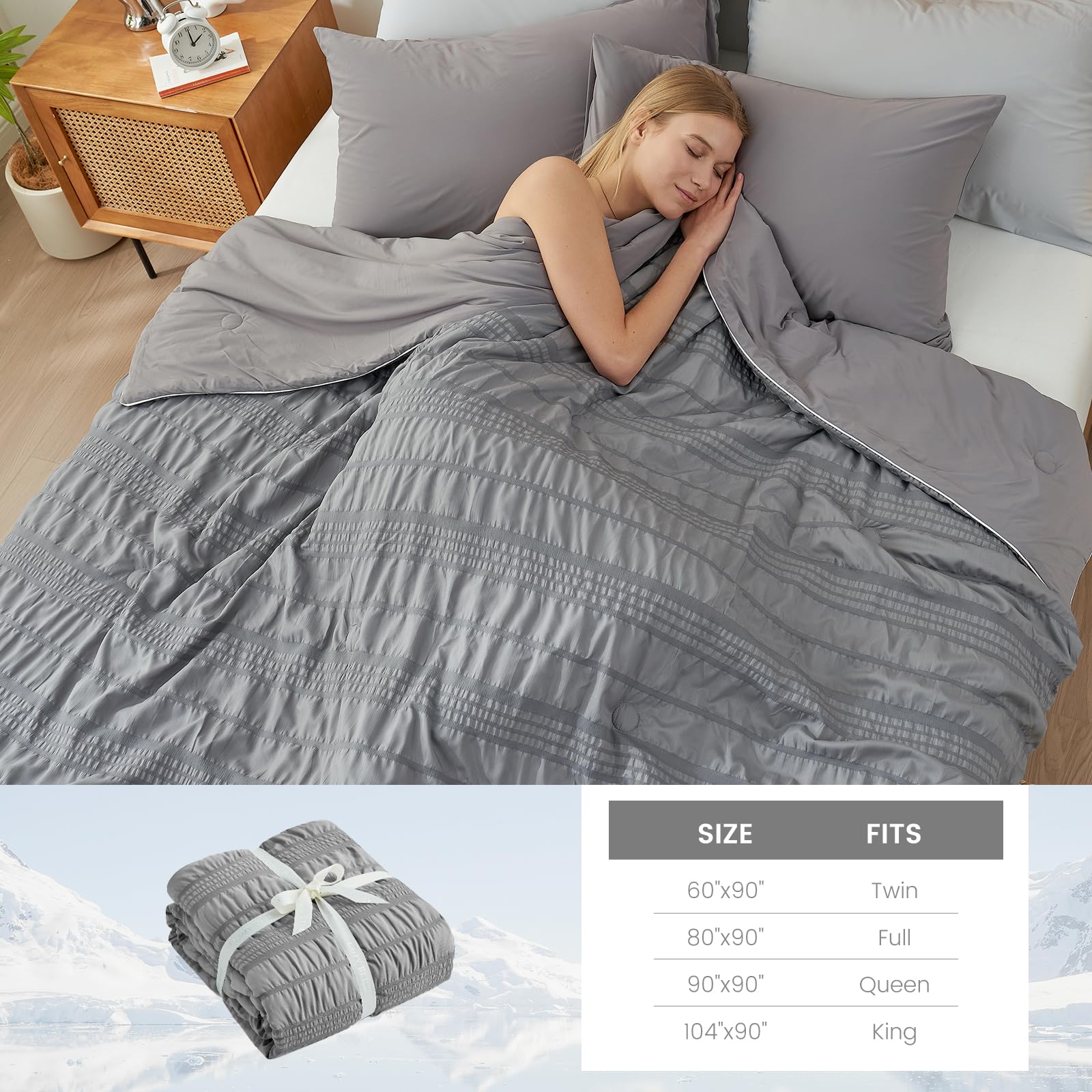Cozy Bliss queen-size bedding fits a wide range of beds.