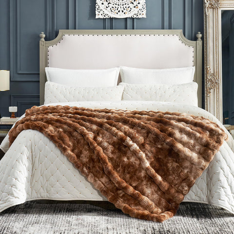 Cozy Bliss throw 50-by-60 inches in brown tie-dye for couches and beds
