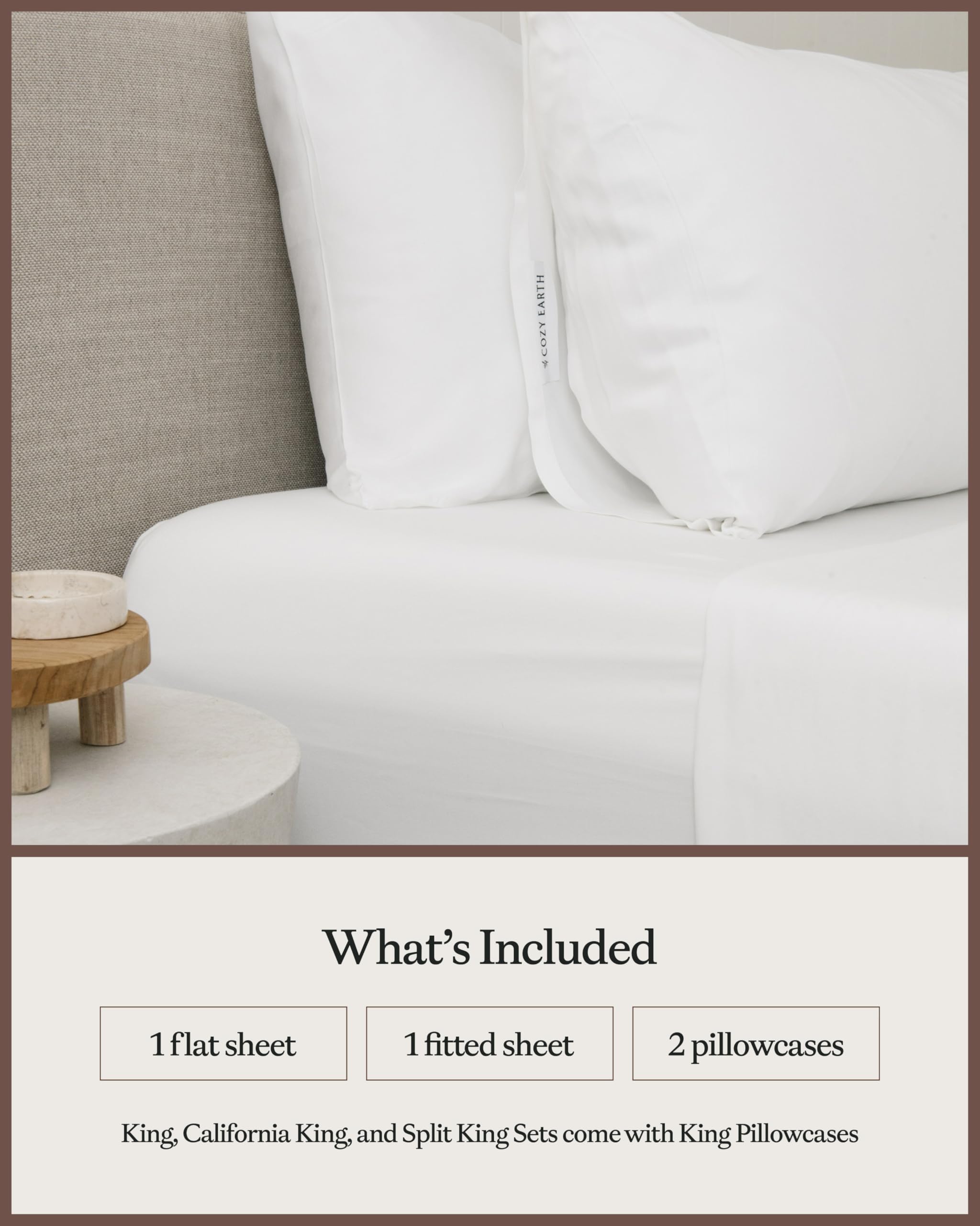 Cozy Earth king flat sheet drape on bed for smooth styling and coverage.