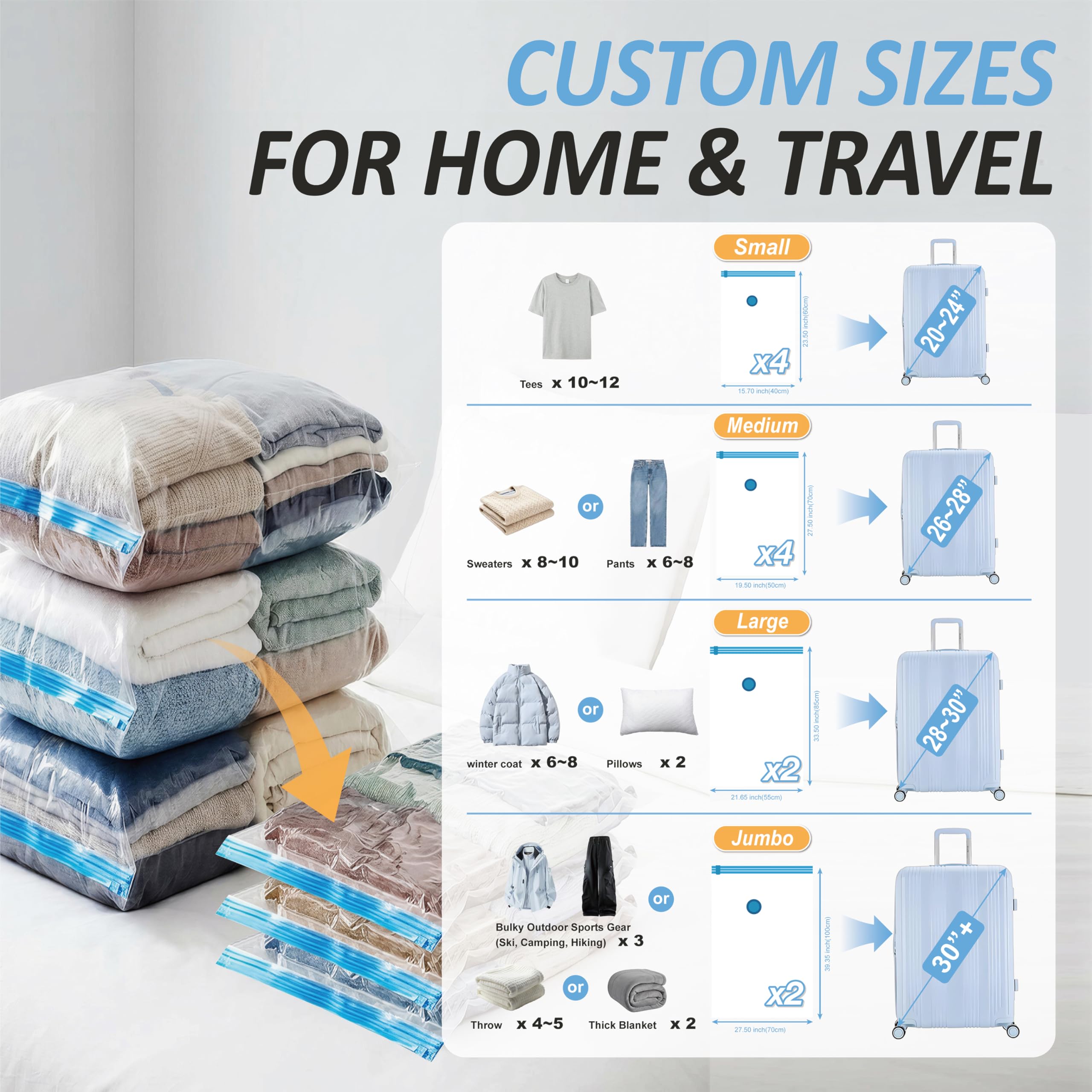 Cozy Essential medium vacuum bags designed for 26-inch luggage packing efficiency.