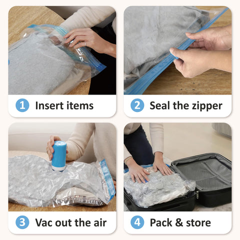 Cozy Essential transparent vacuum bags let you see contents at a glance.