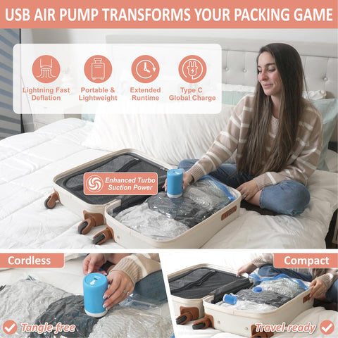 Cozy Essential turbo valve and double-zip seal ensure secure, reusable storage during stays.