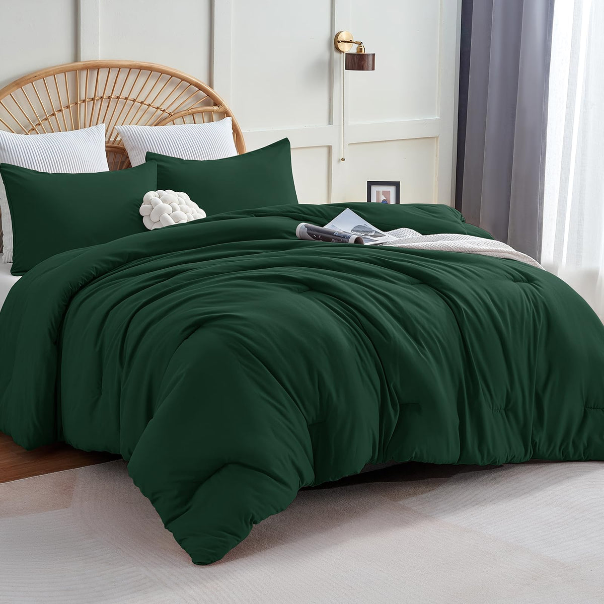 CozyLux Emerald Green King Size Comforter Set for all-season comfort and style.
