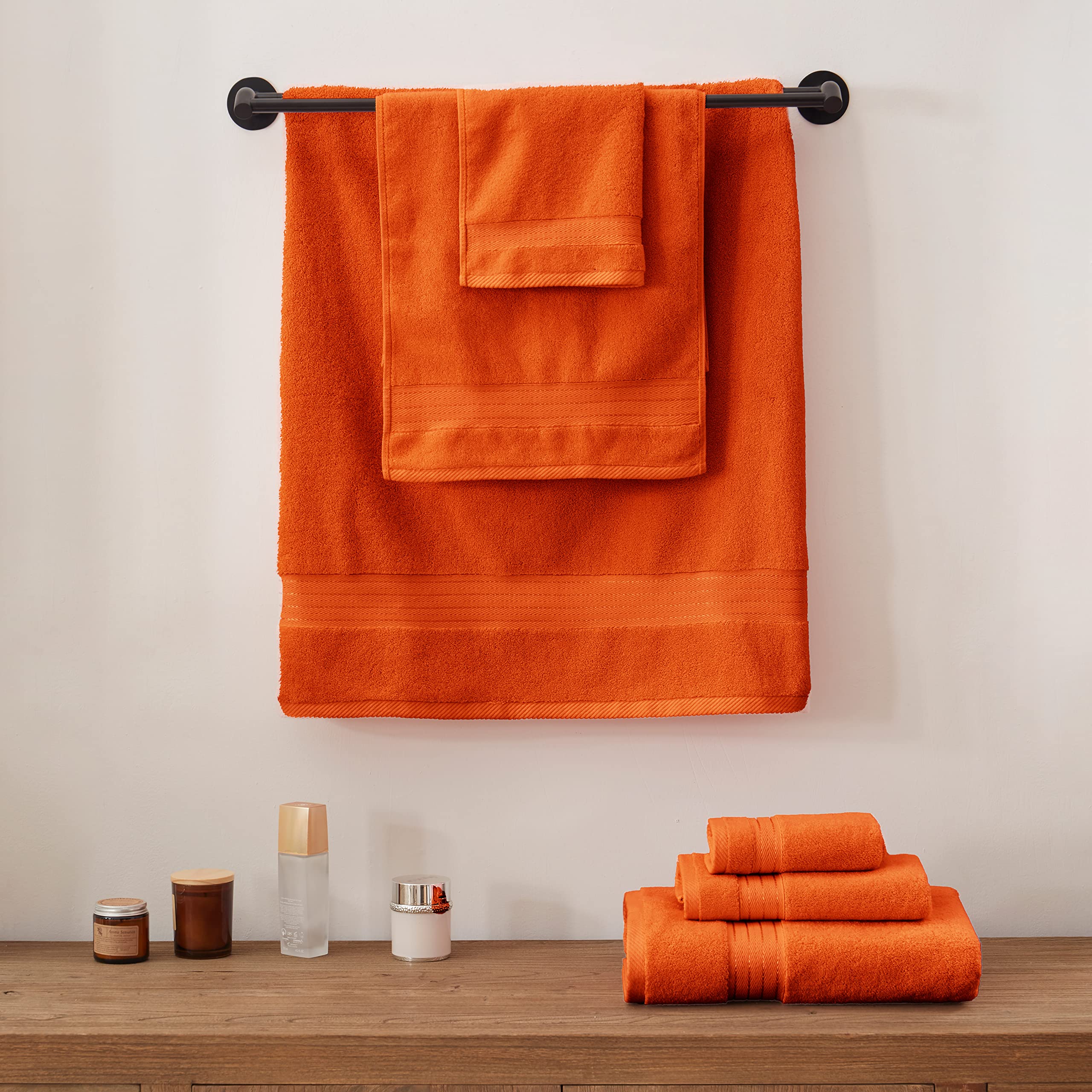 COZYART Burnt Orange hotel-spa quality towels for home luxury.