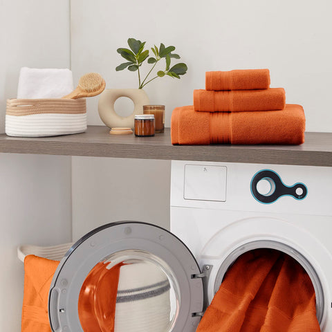 COZYART Burnt Orange Turkish cotton texture detail highlights softness.