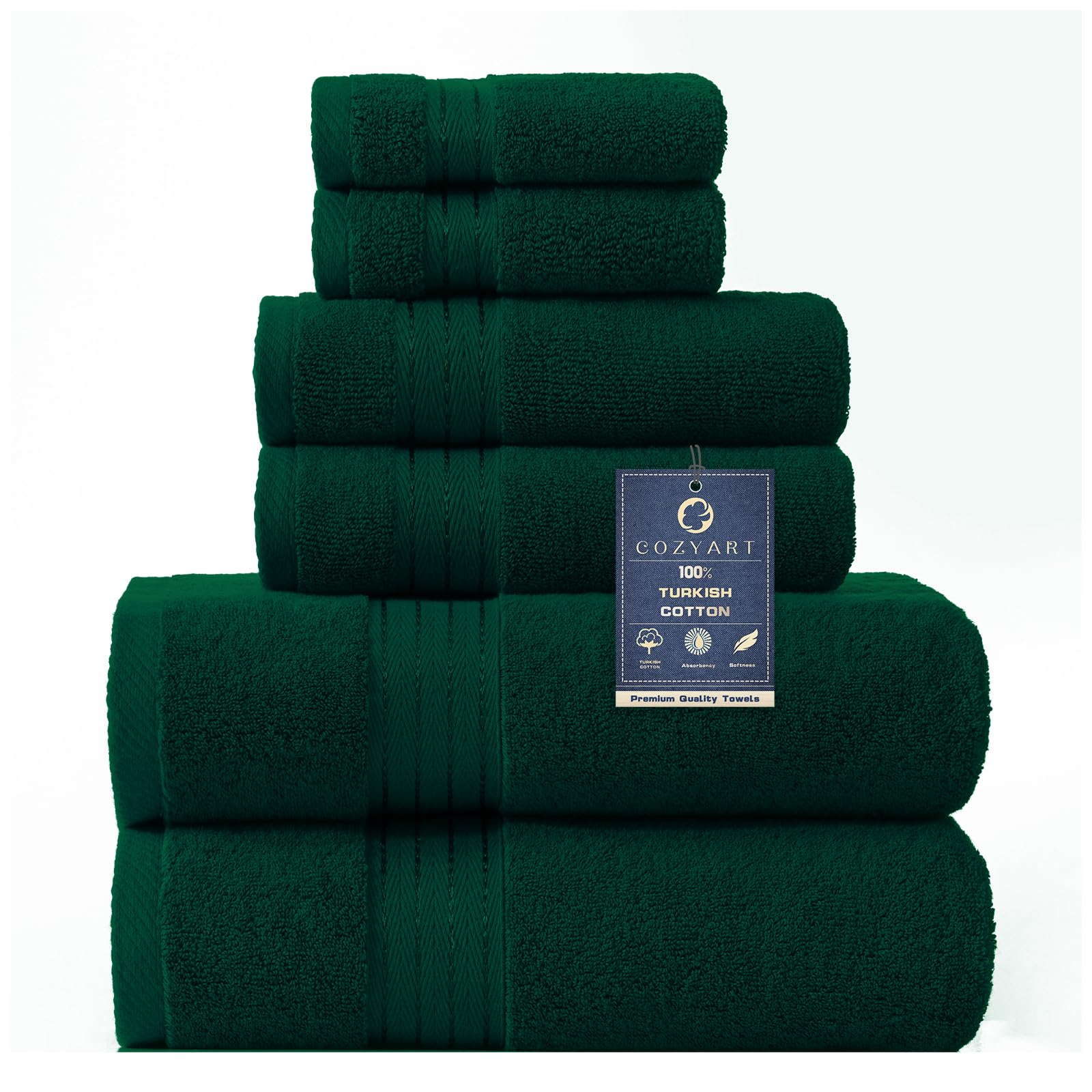 COZYART dark green bath towel set large towel close-up, plush, absorbent for everyday use