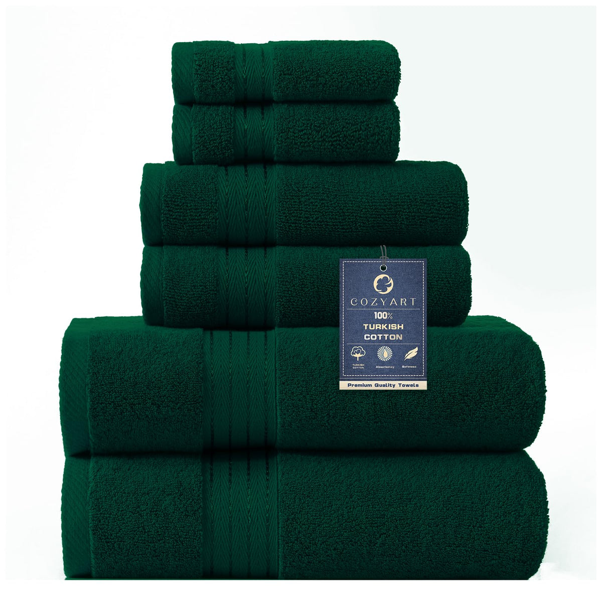 COZYART dark green bath towel set large towel close-up, plush, absorbent for everyday use