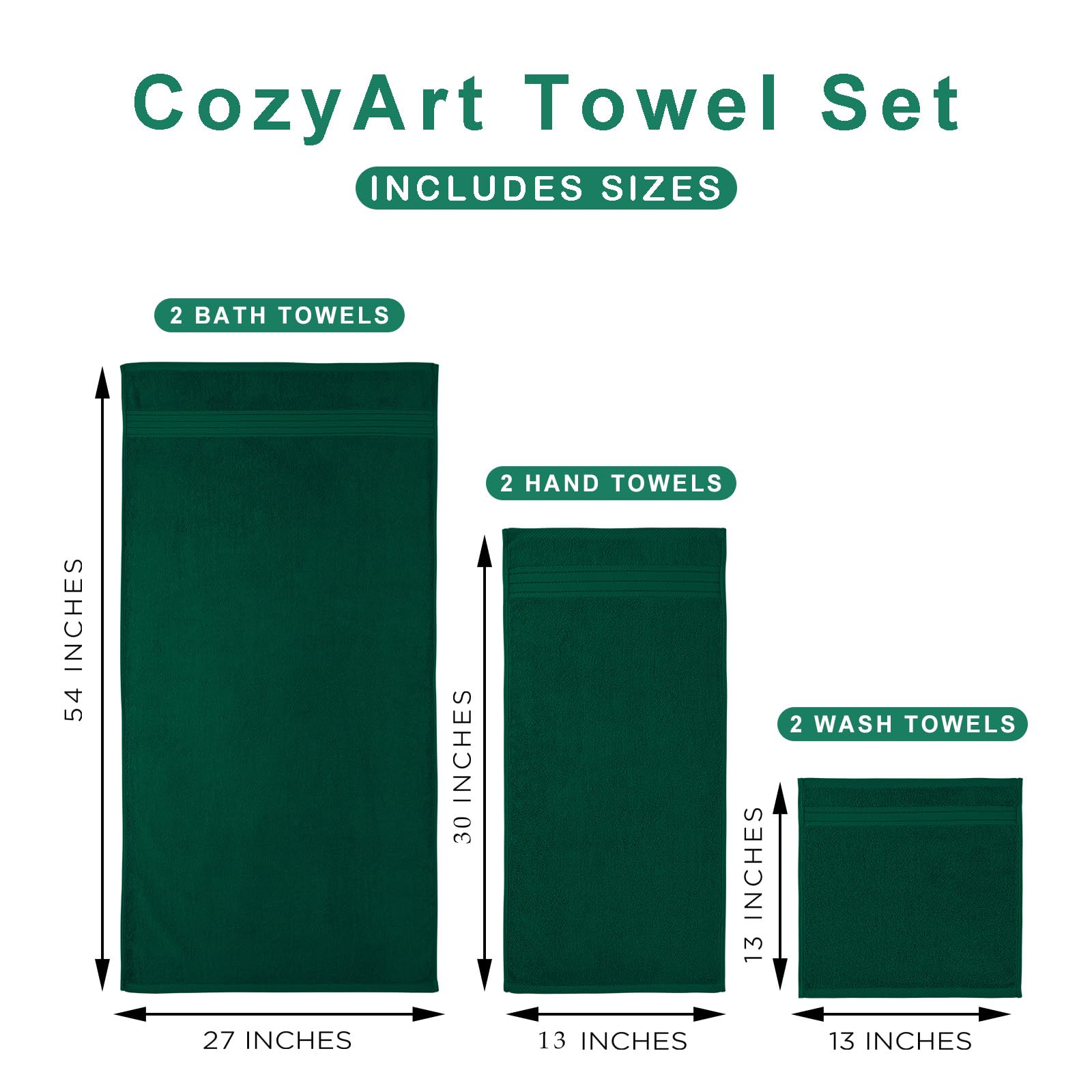 COZYART dark green hotel spa towels decor-ready look for premium bathrooms