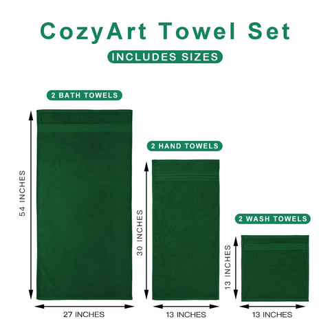 COZYART Formal Green towels in a bathroom scene, showcasing softness and absorbency in use.