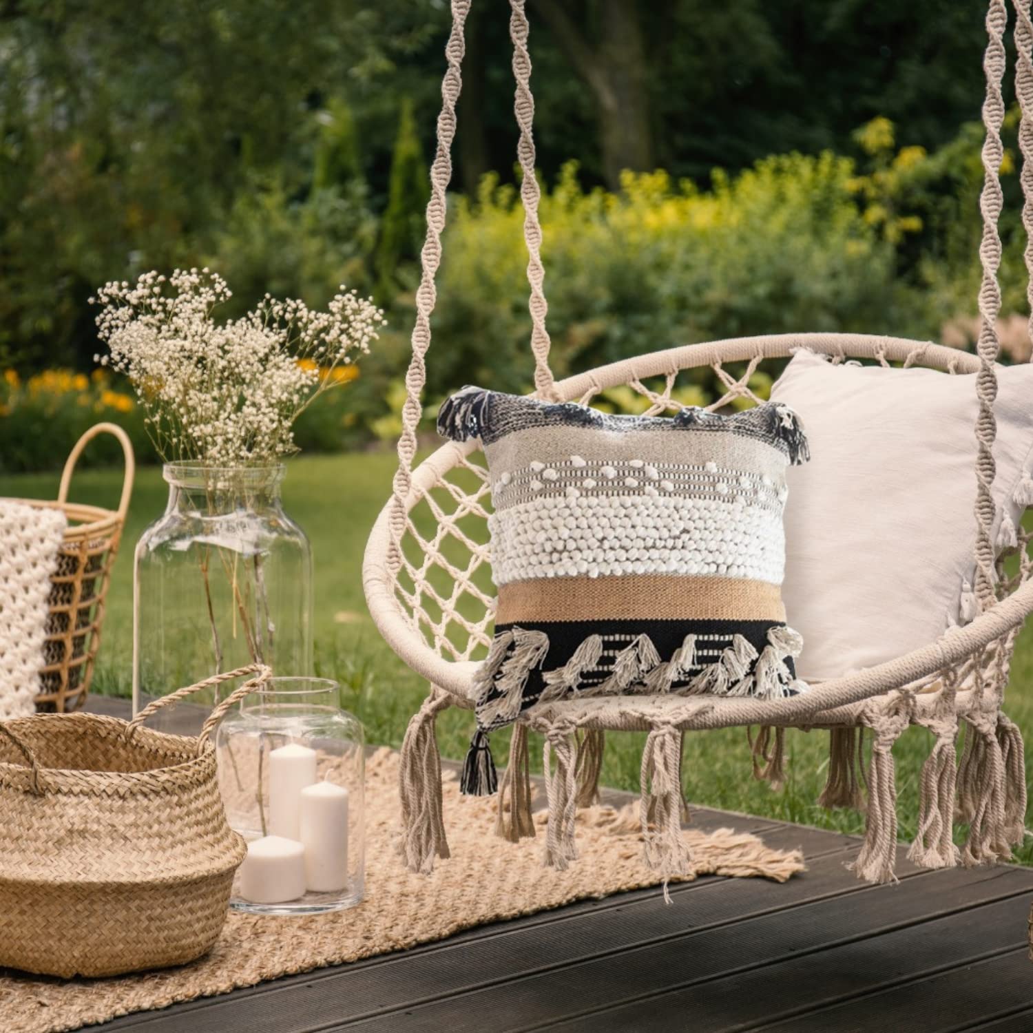 Neutral cream finish complements multiple interior palettes