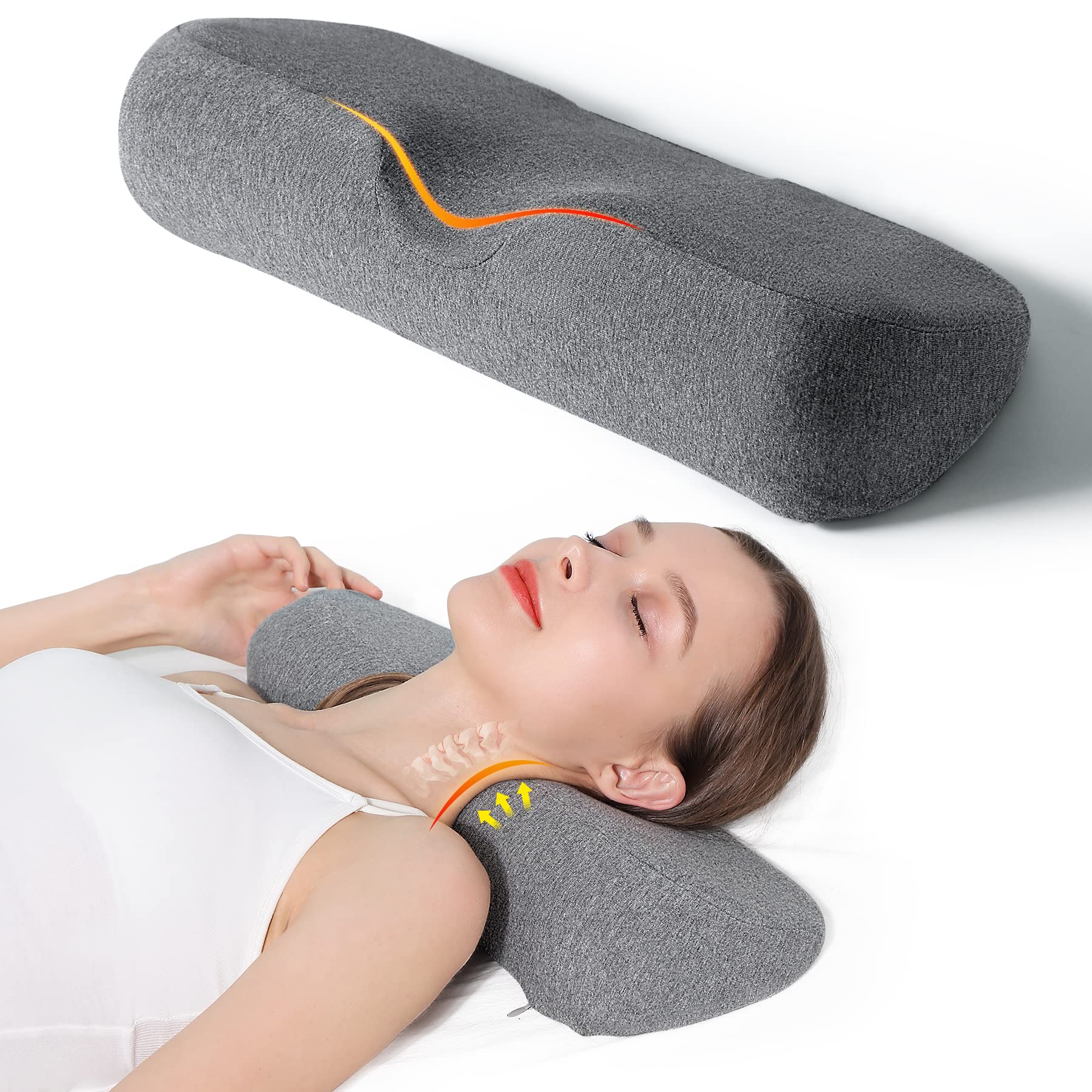 Cozyhealth 2-in-1 cervical neck pillow in dark gray supports alignment and comfort.