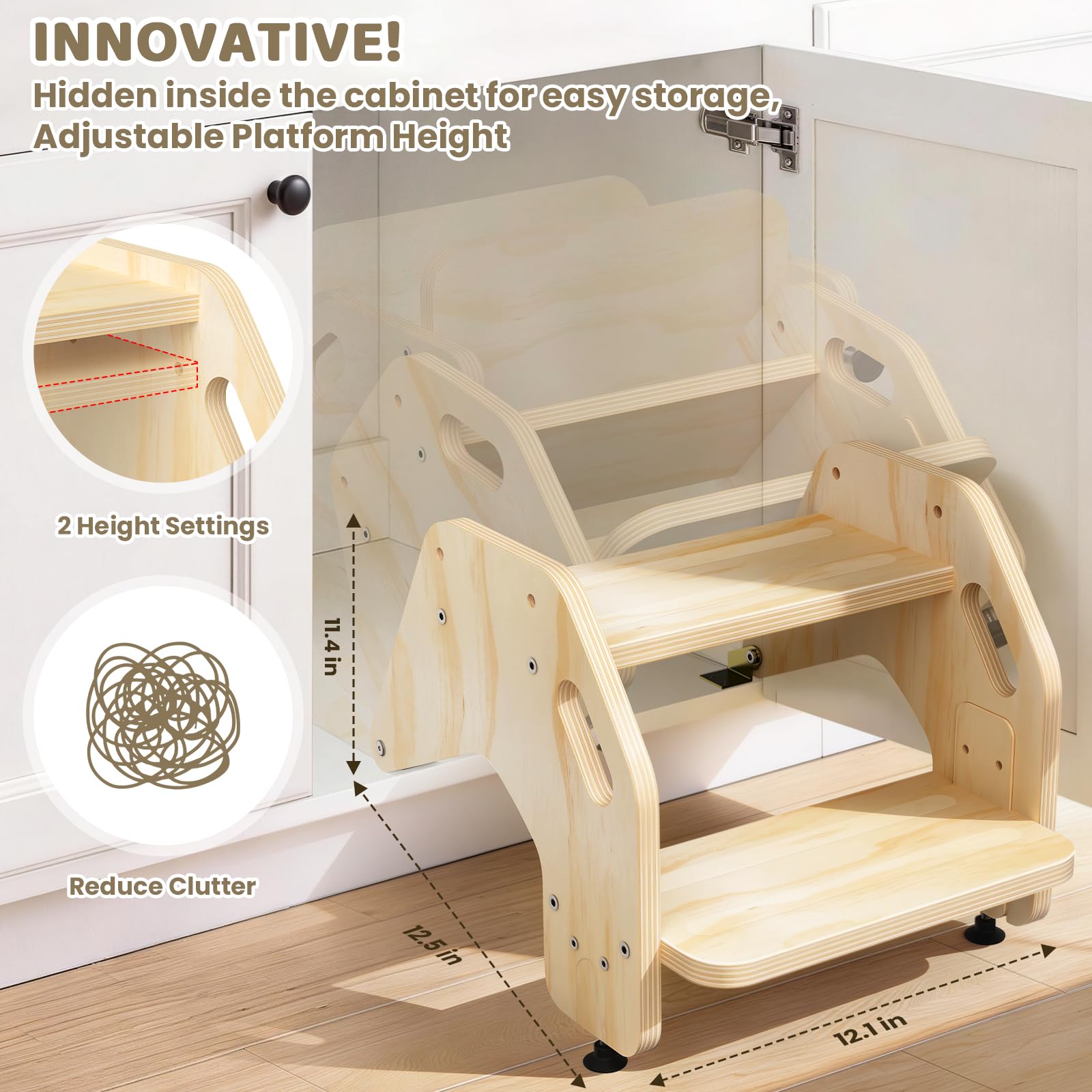 CozyLazy anti-slip A-frame design keeps the stool steady on floors