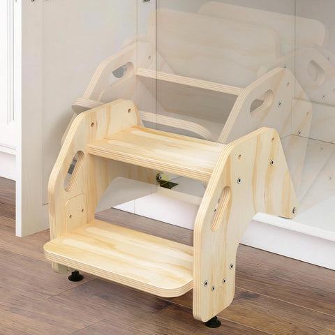 CozyLazy hidden toddler step stool in assembly view, compact design ideal for small spaces