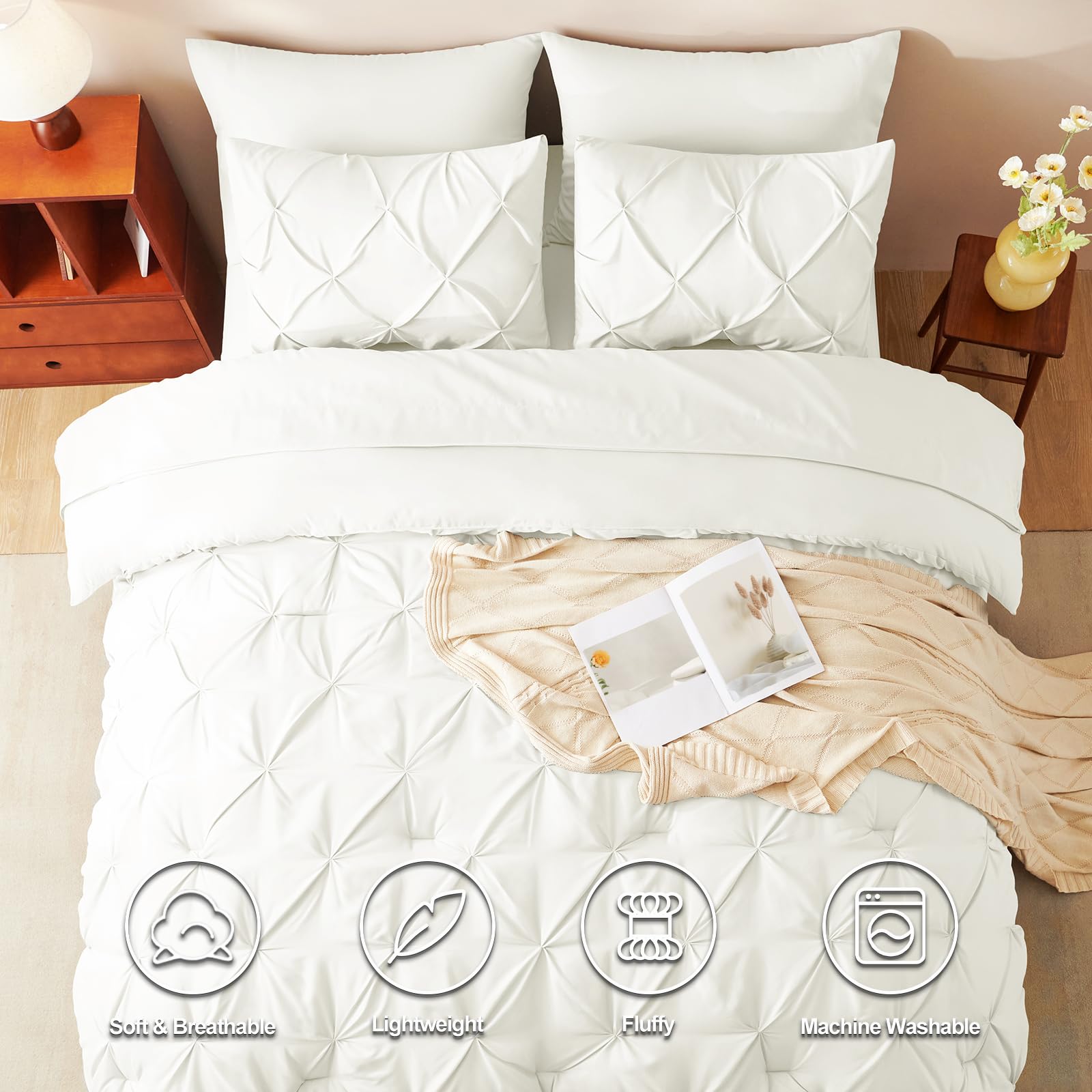 CozyLux bed-in-a-bag arrangement in ivory demonstrates all-in-one setup convenience