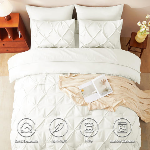 CozyLux bed-in-a-bag arrangement in ivory demonstrates all-in-one setup convenience