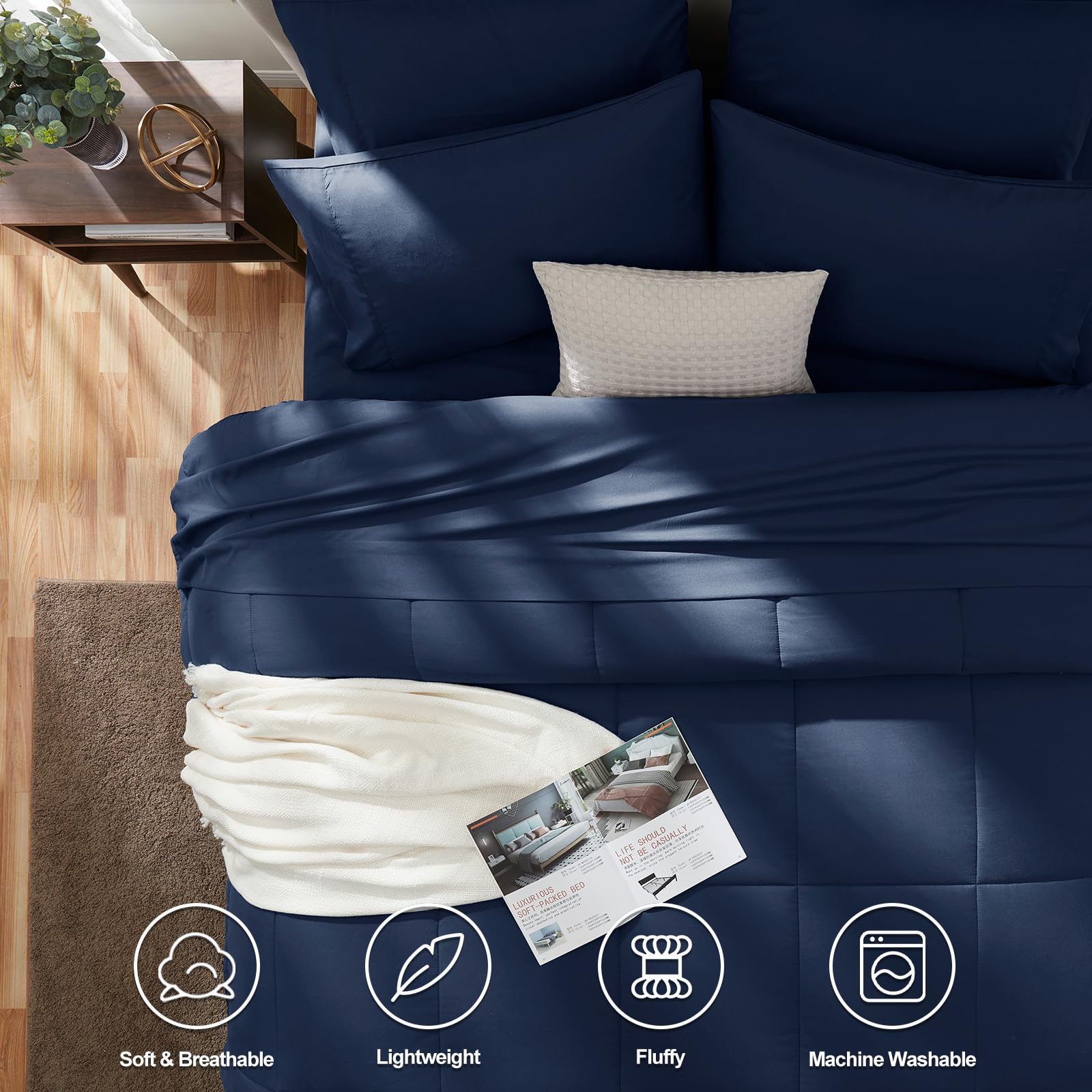 CozyLux bed-in-a-bag complete set with sheets and pillowcases for easy styling.