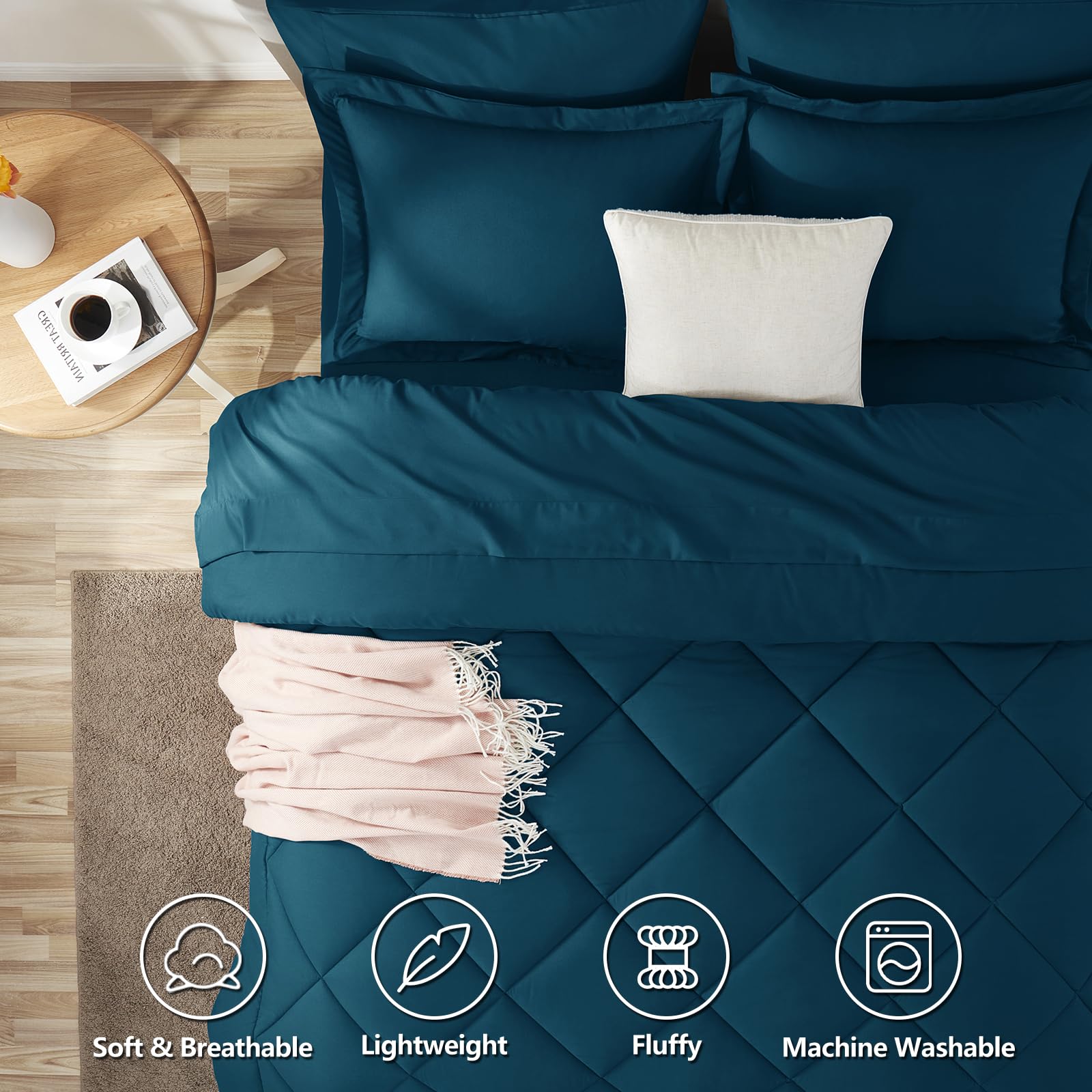 CozyLux bed-in-a-bag contents for queen size provide complete all-season bedding