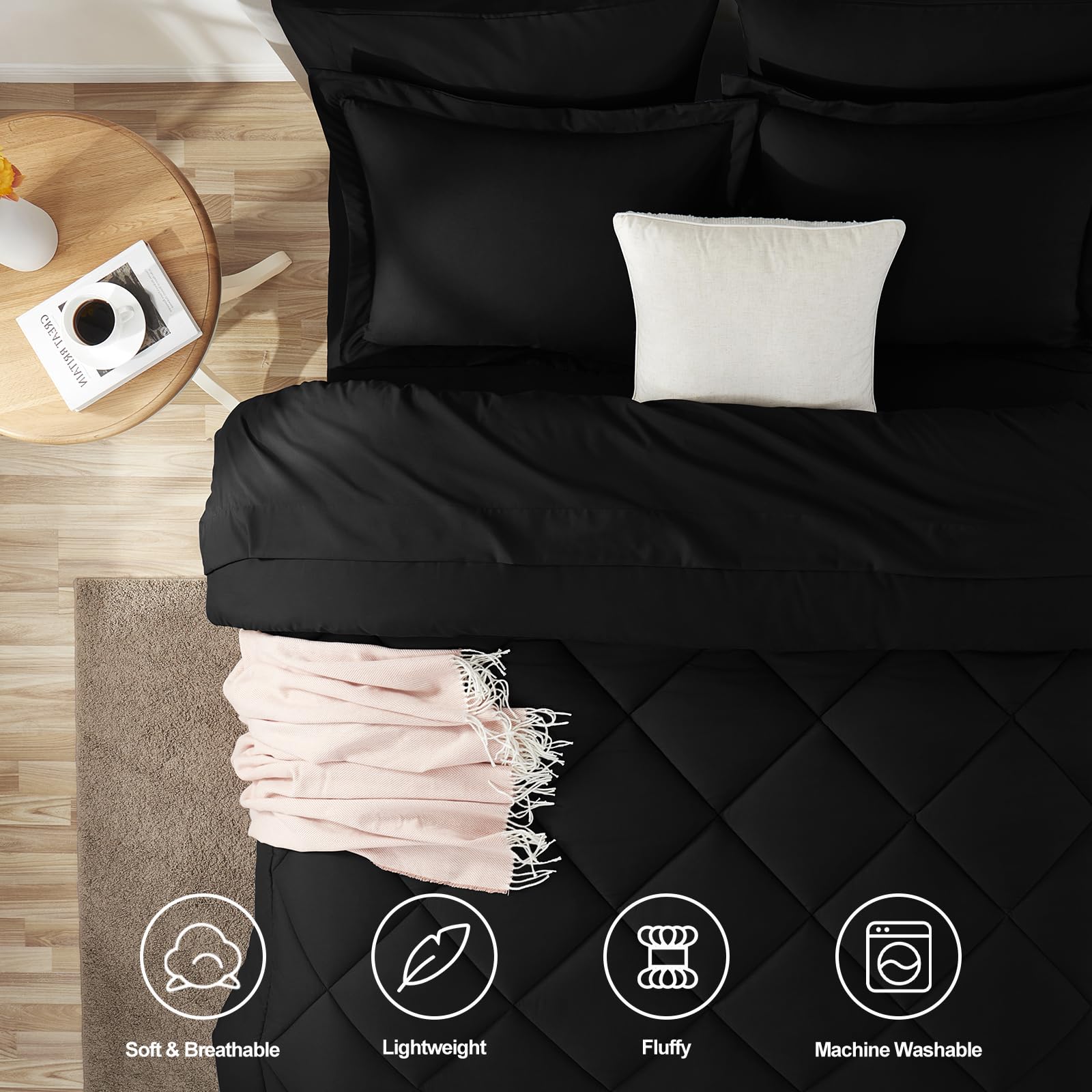 CozyLux bed-in-a-bag contents shown for a complete sleep setup.