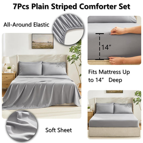 CozyLux bed-in-a-bag pillowcases grey with envelope closure design.