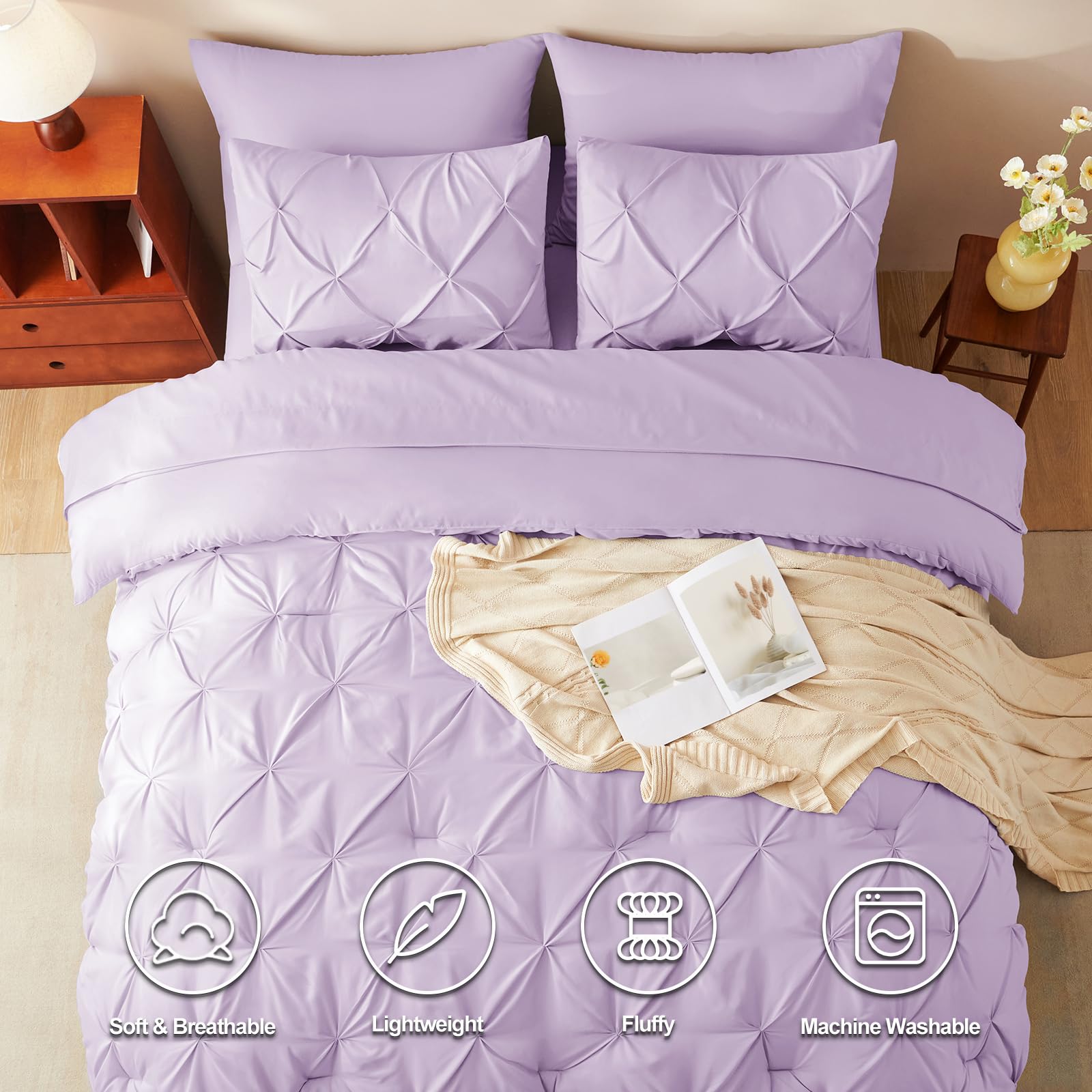 CozyLux bed-in-a-bag queen set laid out to reveal all components.
