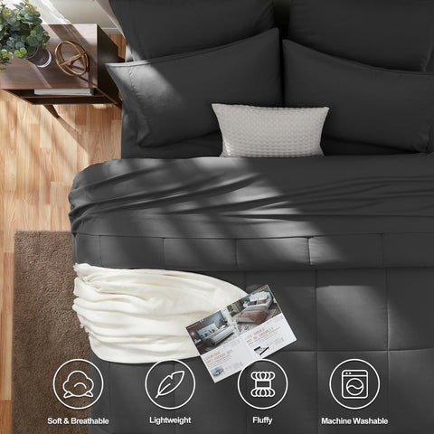 CozyLux bed-in-a-bag set in dark grey for a complete room refresh.