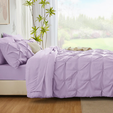 Soft lavender CozyLux bedding creates a calm, inviting bedroom ambiance.