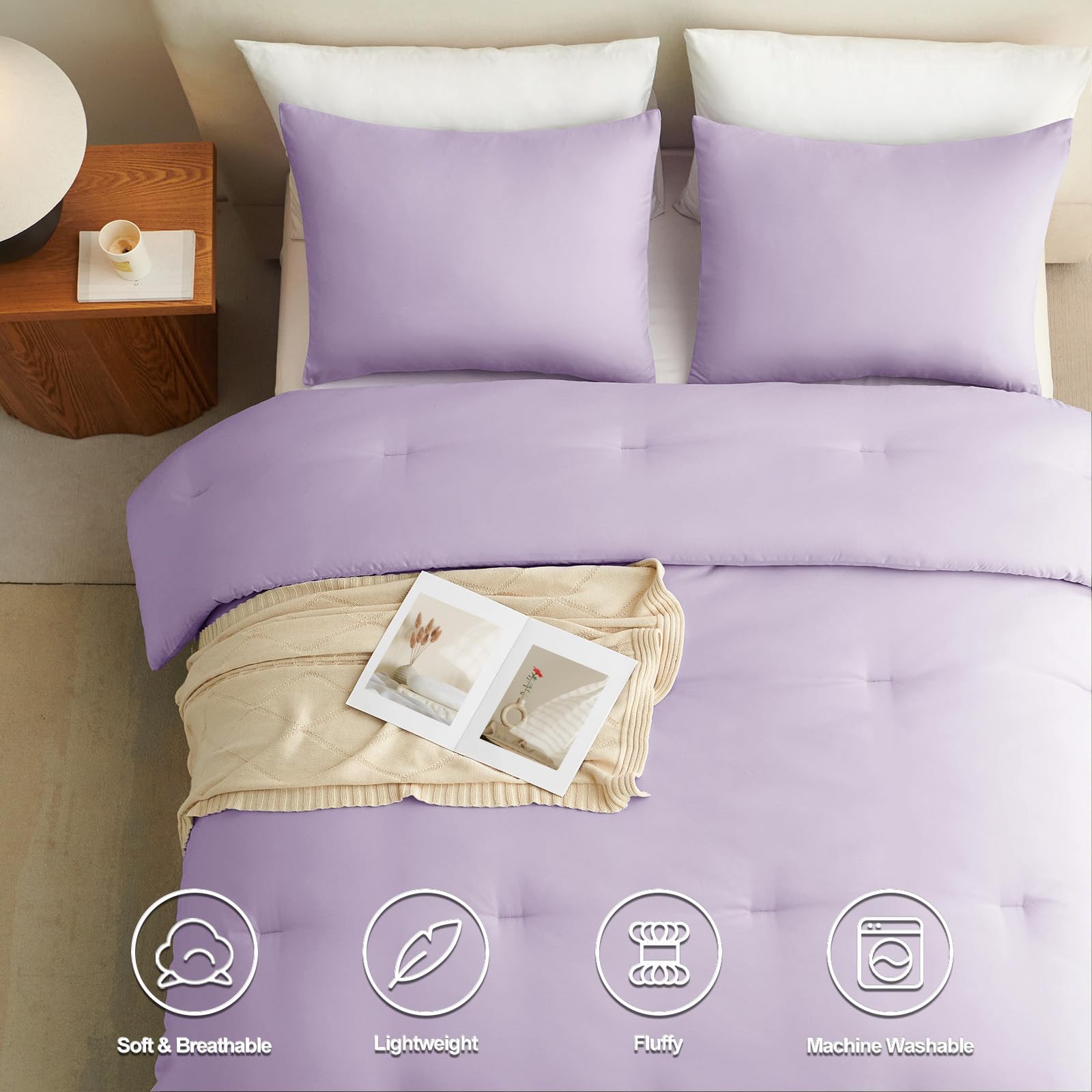 CozyLux lavender comforter set displayed for all-season comfort and style.