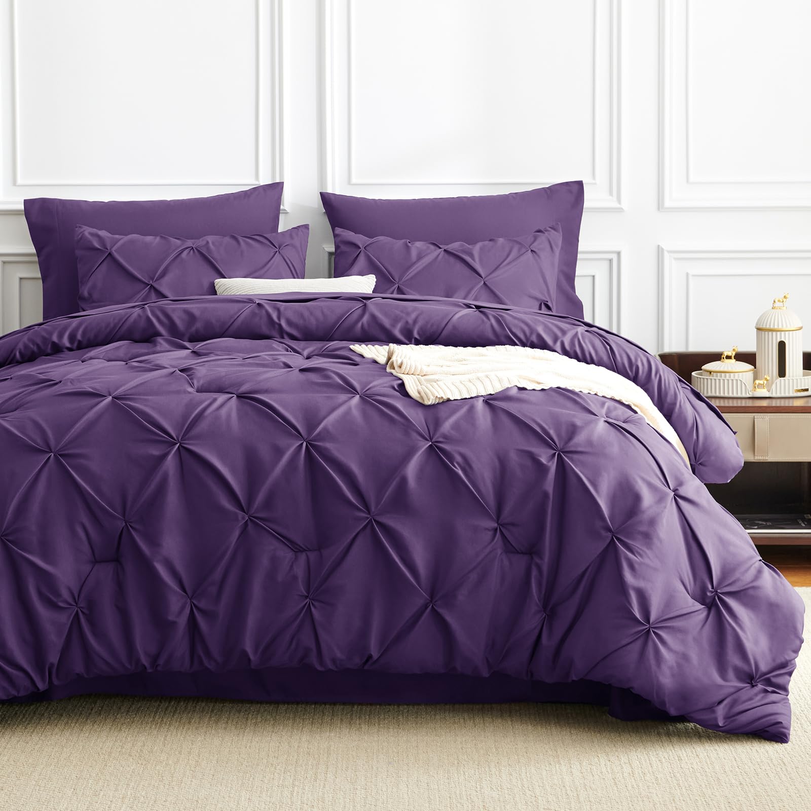 CozyLux purple toned bedding in a stylish bedroom scene