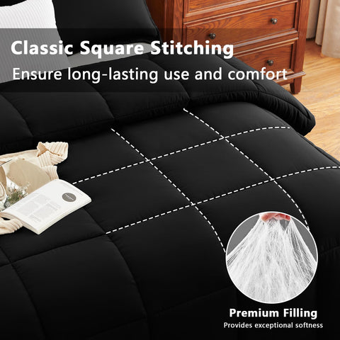 CozyLux box-stitch grid detail minimizes fill shifting for a neat look.