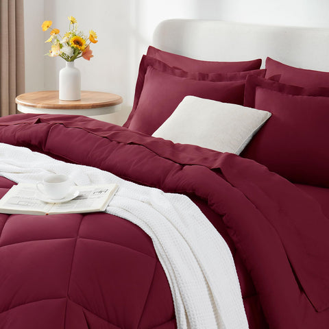 CozyLux burgundy bedroom setup evokes warmth and restful ambiance.