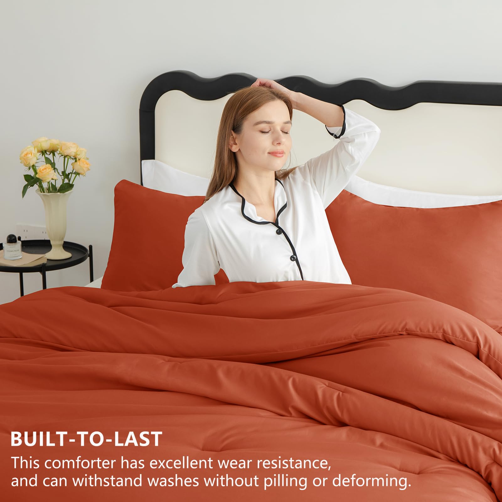 CozyLux burnt orange bedding texture highlighting rich color
