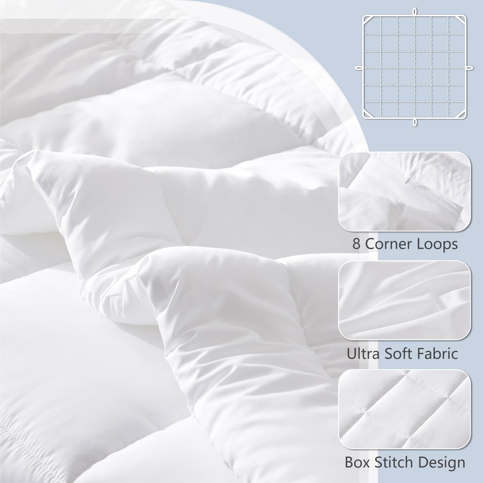 CozyLux box-stitch design keeps filling evenly distributed for durable shape retention after washing