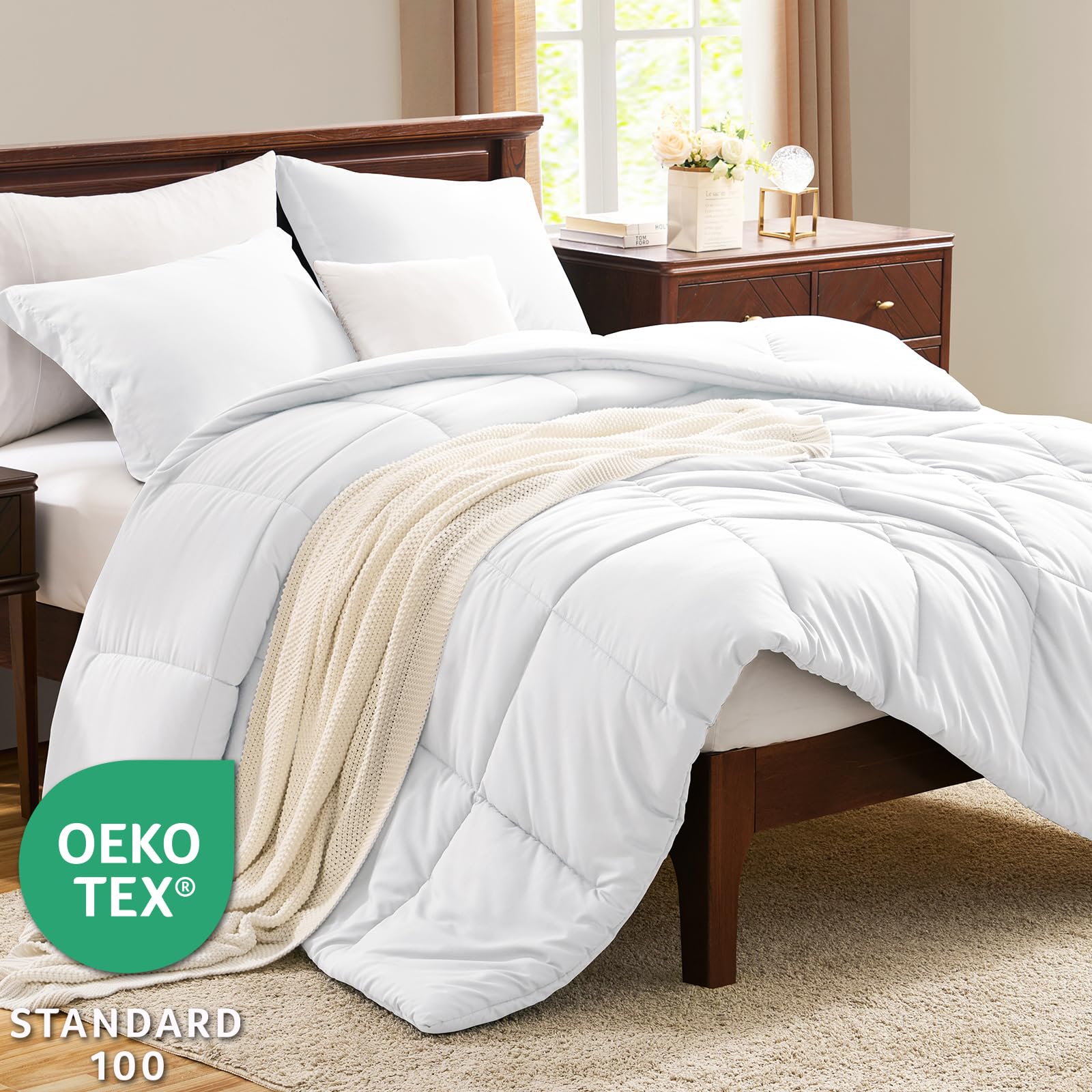 CozyLux pillow shams (20x26) complete the coordinated bed look.