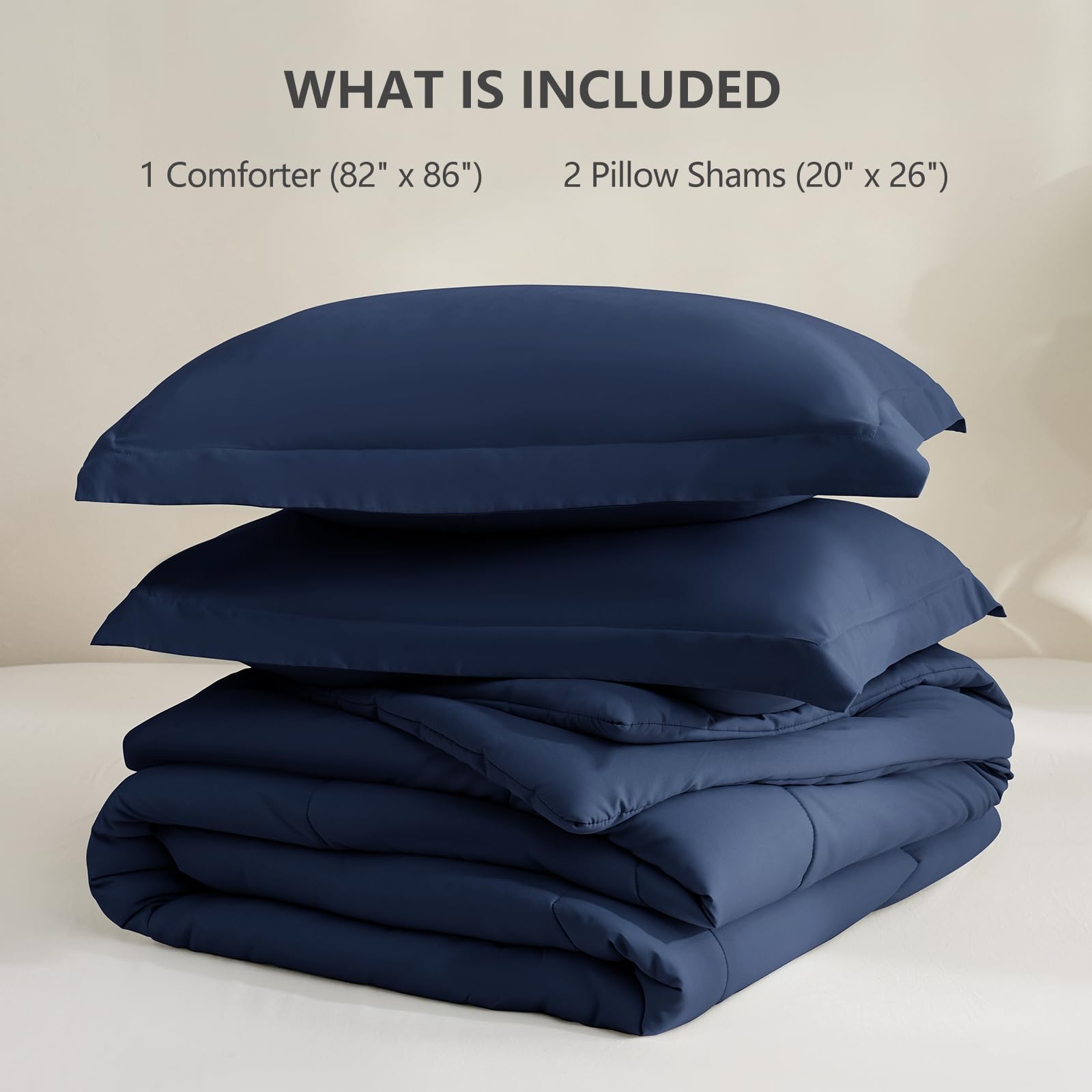CozyLux down-alternative filling offers lightweight warmth.