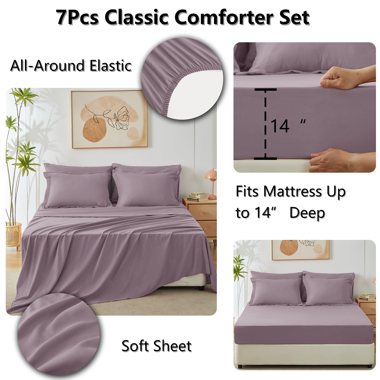 CozyLux dusty purple flat sheet providing smooth coverage and easy layering