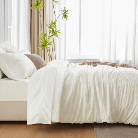 CozyLux machine washable ivory bedding for easy care routine.