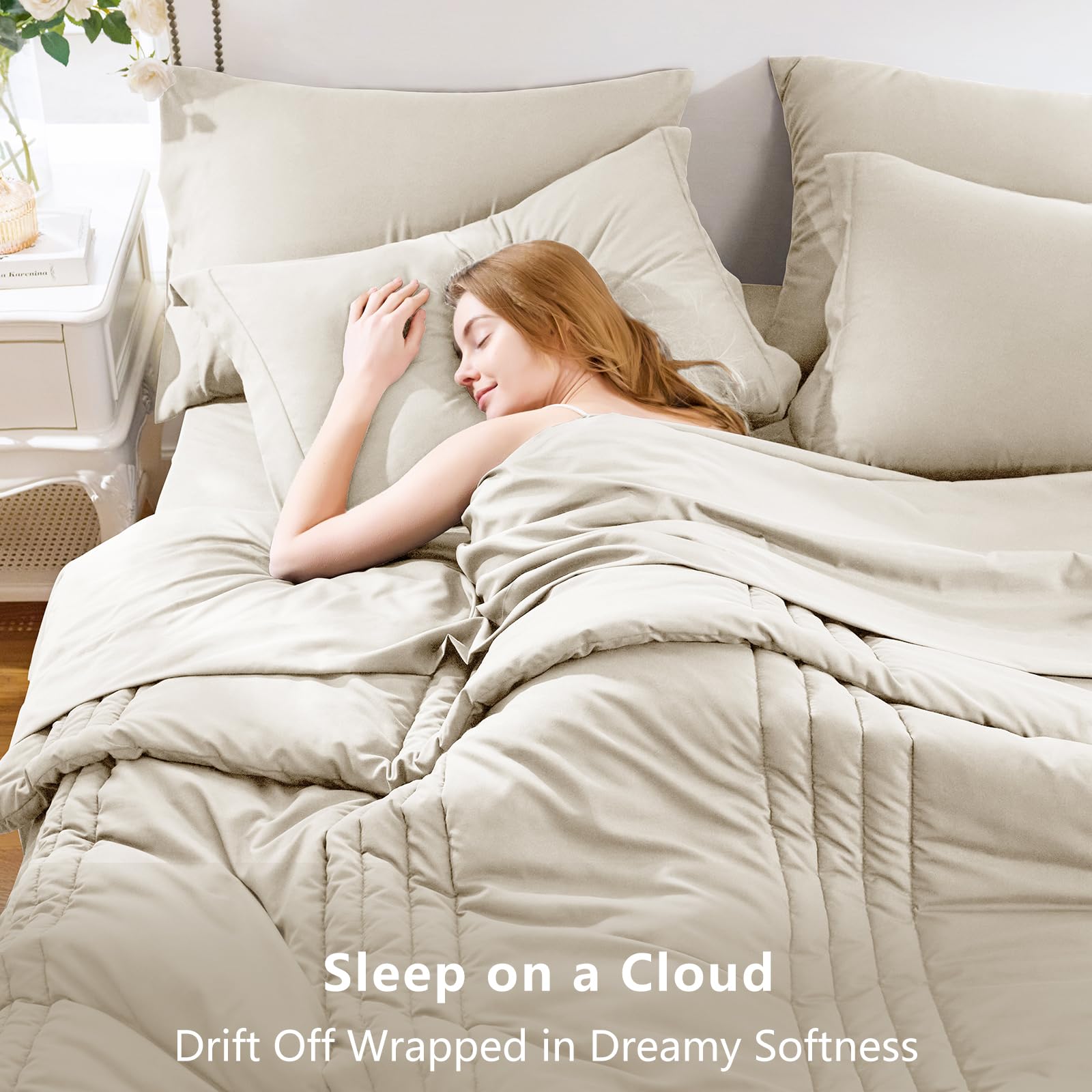 CozyLux elegant striped design adds clean, modern style to the bedroom