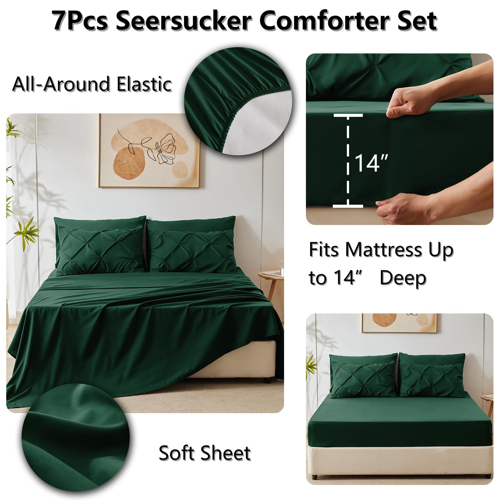 Emerald green CozyLux pillowcases provide smooth, breathable comfort.