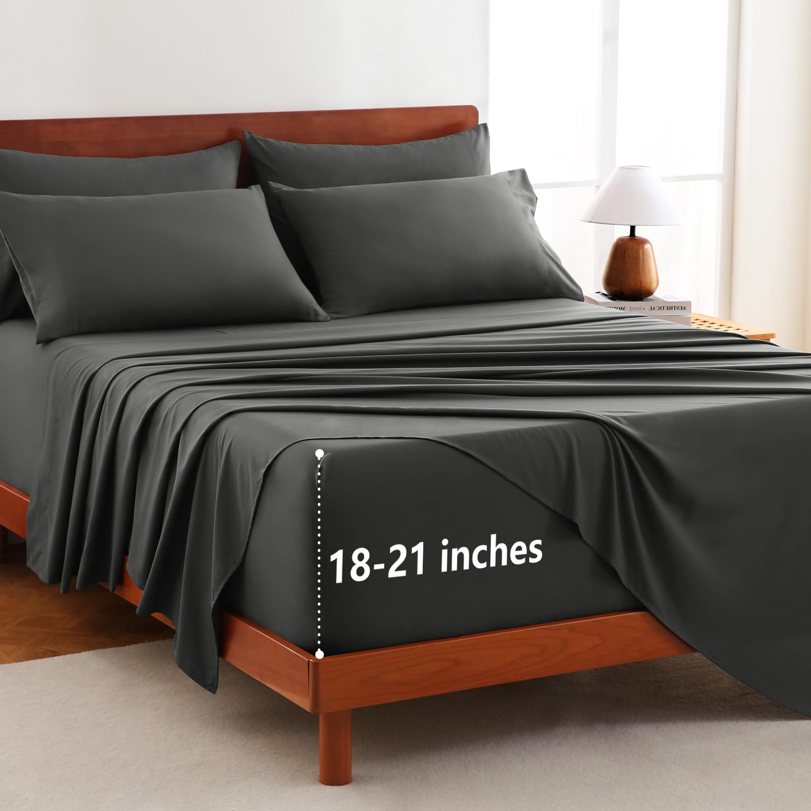 CozyLux extra deep pocket king fitted sheet fits mattresses up to 21 inches for a secure, snug night.