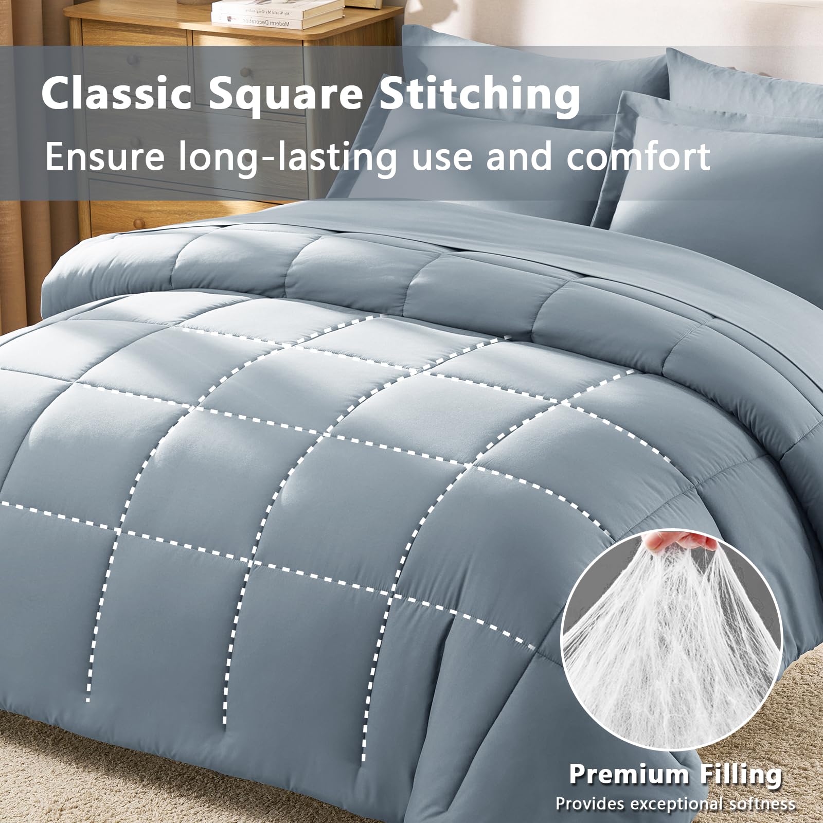 Fitted sheet with a 14-inch pocket for secure mattress fit.