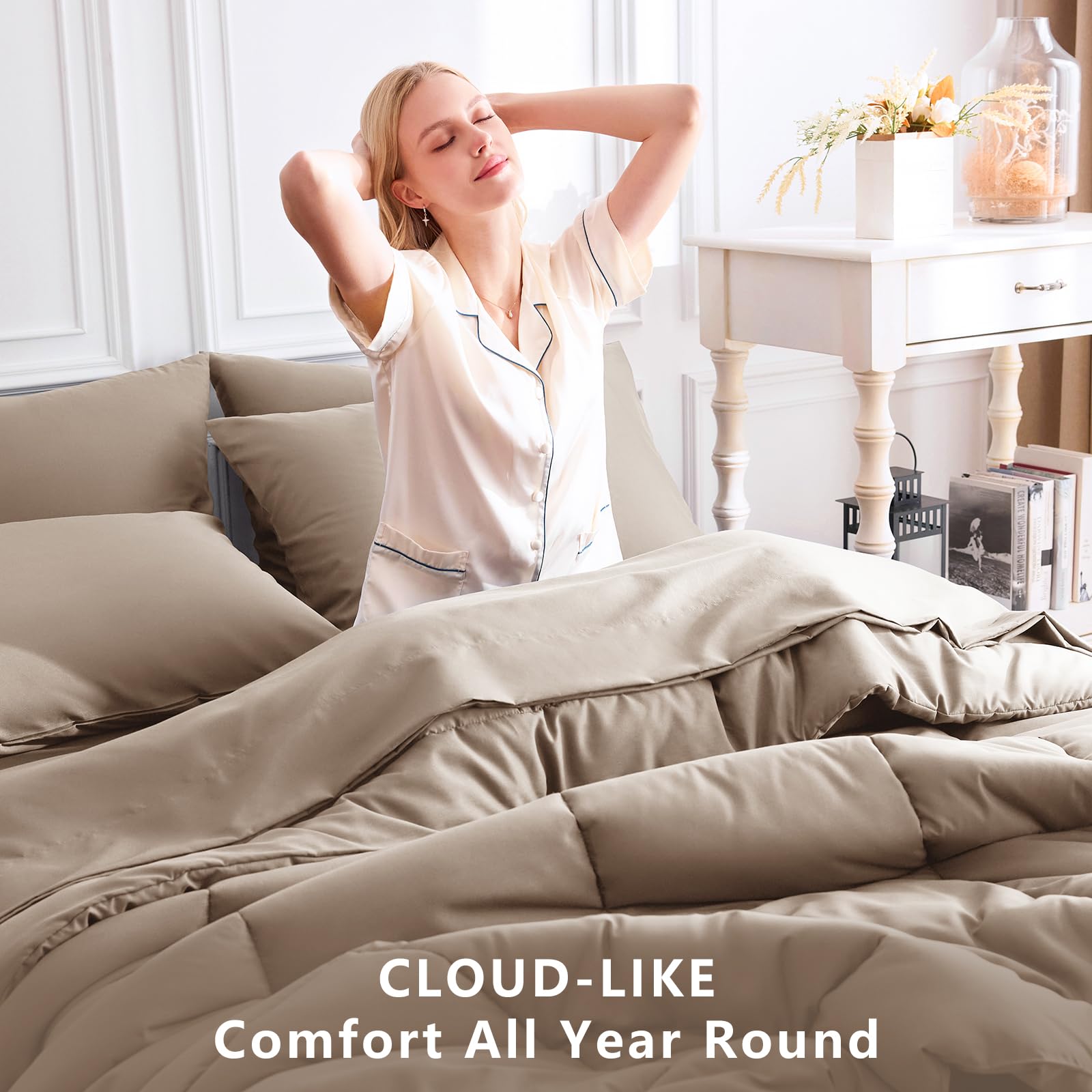 CozyLux fitted sheet pocket showing secure 14-inch depth fit