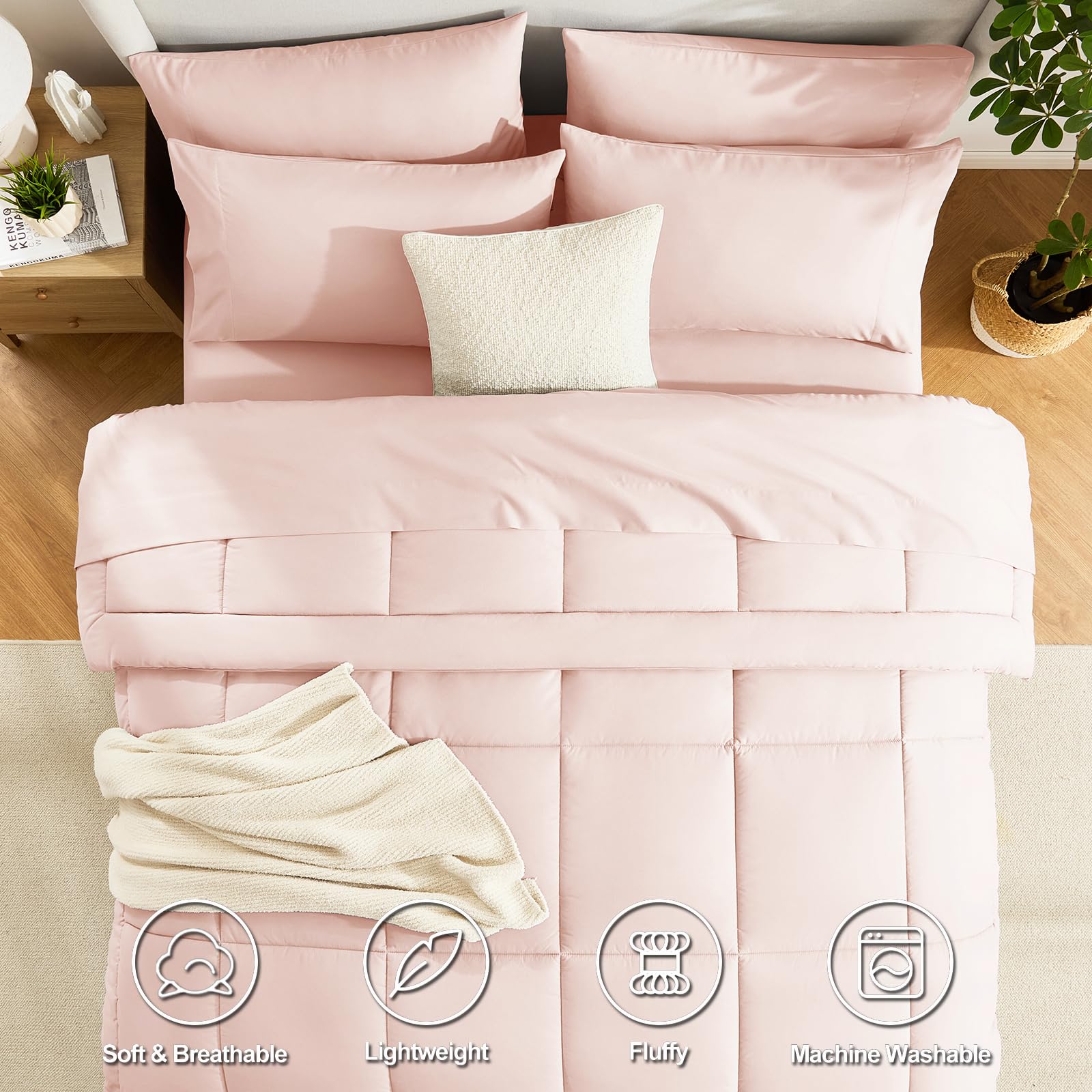 CozyLux flat sheet blush pink 81x96 with smooth drape for a clean bed look