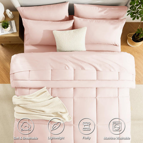 CozyLux flat sheet blush pink 81x96 with smooth drape for a clean bed look