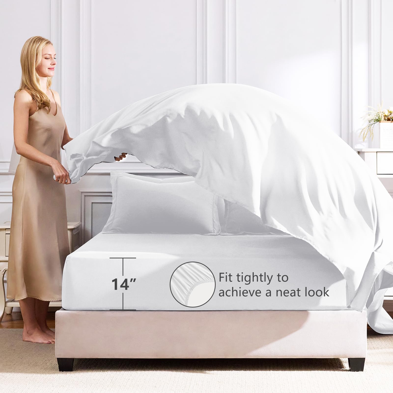 CozyLux king flat sheet 108x102 inches for generous coverage