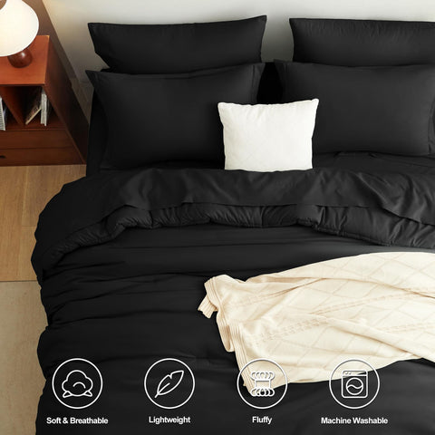 CozyLux flat sheet in black gives smooth, clean bed styling